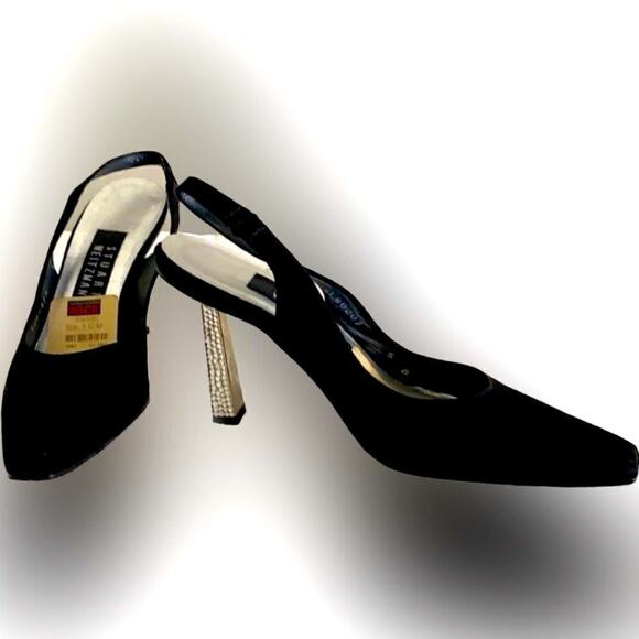 Stuart Weitzman Black Slingback Pumps with a Sparkle Spike Heel Size 5.5 - Picture 3 of 12
